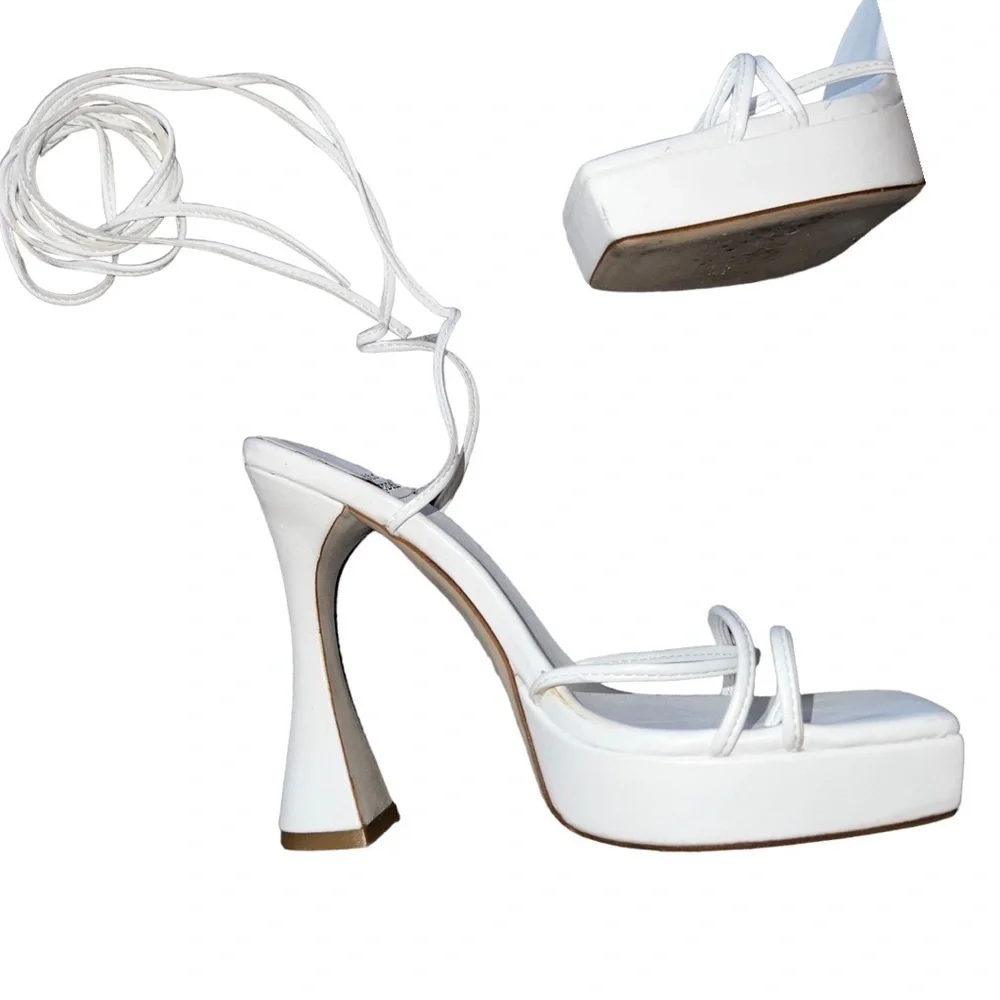▶️ Jeffrey Campbell ◀️ Primadonna Wrap Platform Sandal White. 7.